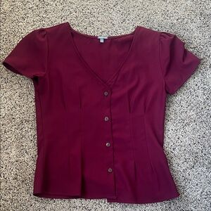Charlotte Russe Burgundy Size Small Button-Down Top